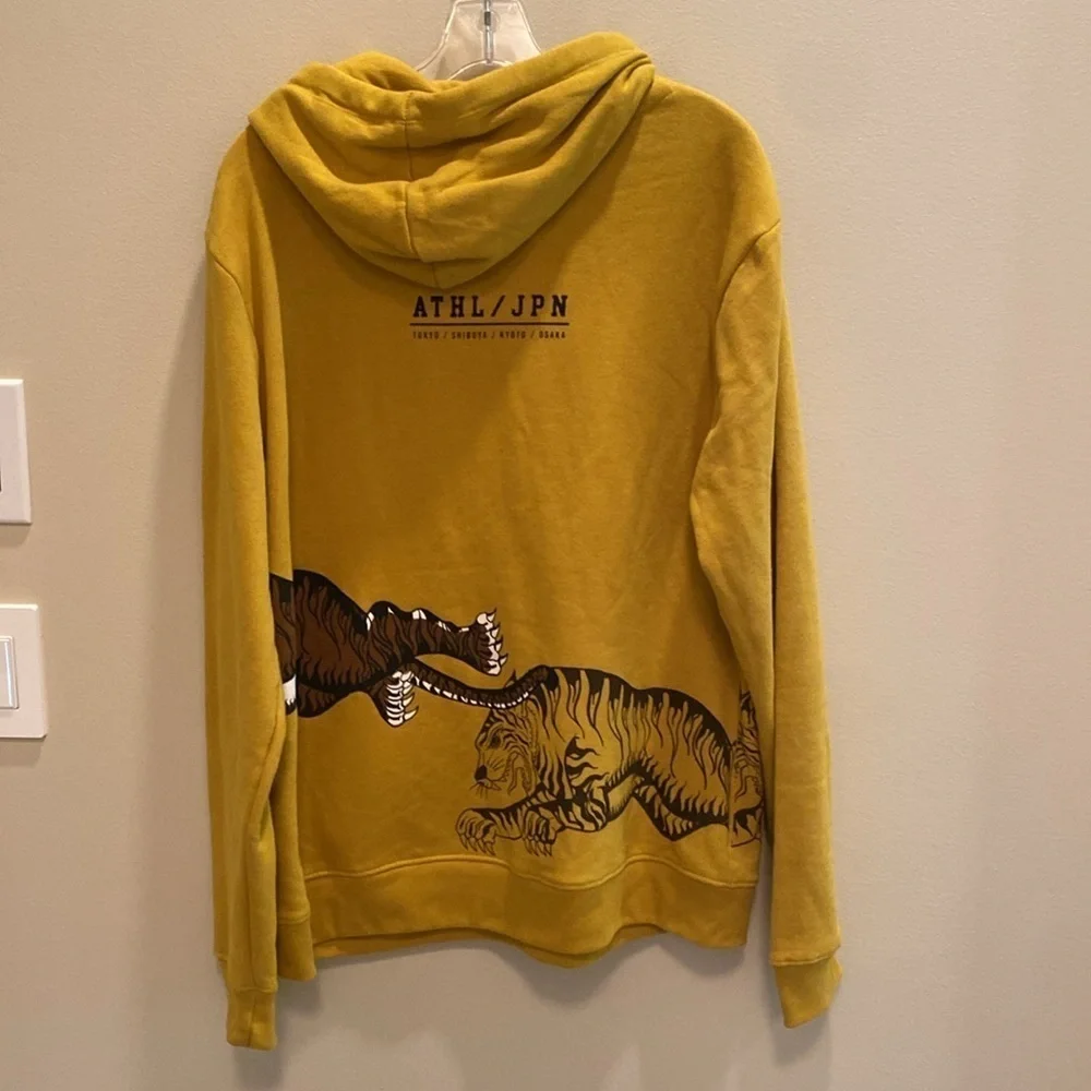 Blind Rooster Tiger Wraparound Graphic Sweatshirt Hoodie Mustard Yellow LARGE - Picture 4 of 7